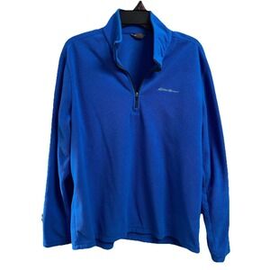 Eddie Bauer Mens Teal Blue Lightweight Fleece Jacket Quarter Zip Sz. L